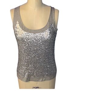 Talbots Gray Sequined Tank Top Size MP